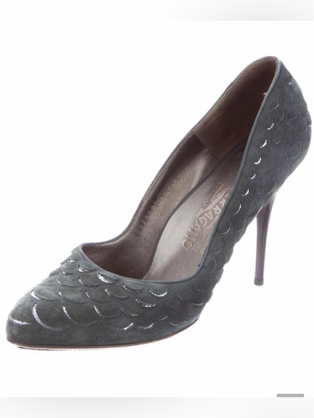 Salvatore Ferragamo Dark Grey Gray Sparkle Shoes